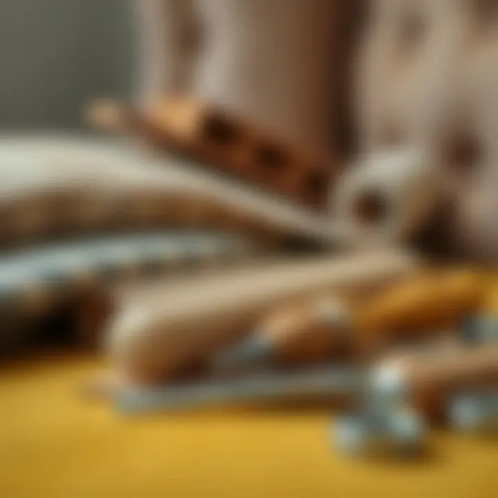 Close-up of upholstery materials and tools used for rejuvenation