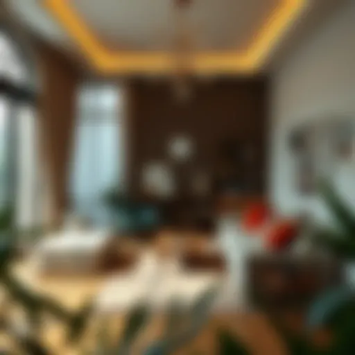 A cozy living room with a unique design