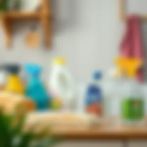 Cleaning supplies arranged aesthetically