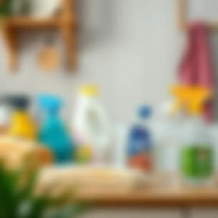 Cleaning supplies arranged aesthetically