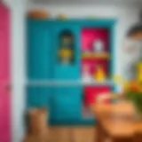 A beautifully painted cabinet showcasing vibrant colors