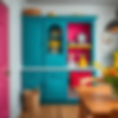 A beautifully painted cabinet showcasing vibrant colors
