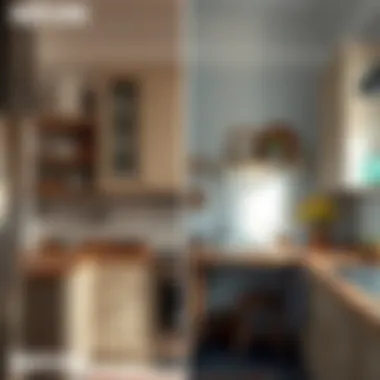 Before and after images of a cabinet renovation