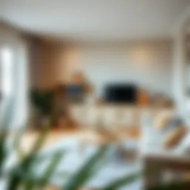 A cozy living room featuring a newly painted cabinet