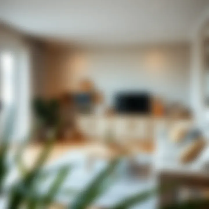 A cozy living room featuring a newly painted cabinet