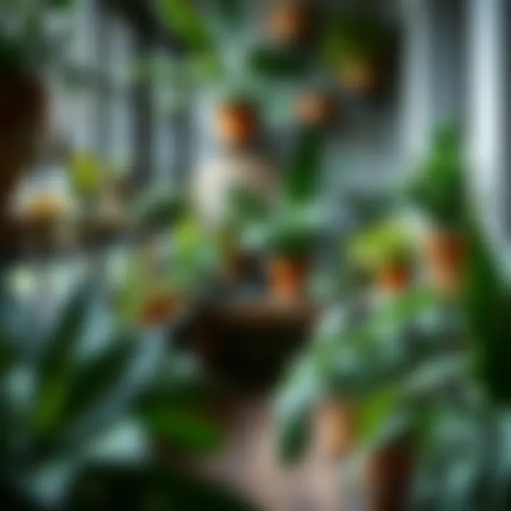 A beautifully arranged indoor garden with various plants