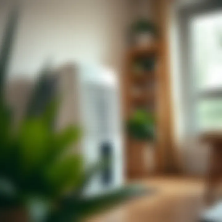 Dehumidifier working in a room