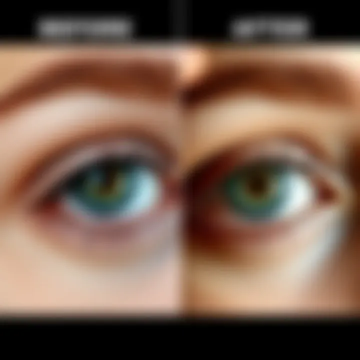 Before and after eyeshadow cleaning comparison