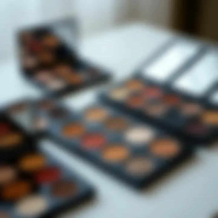 Clean eyeshadow palettes arranged aesthetically