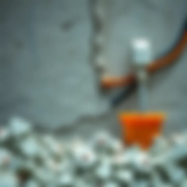 Concrete filling in a fault line