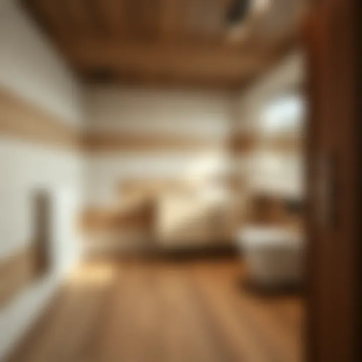 Seamless Integration of Tile and Wood Finishes Close-up view of seamless tile and wood integration