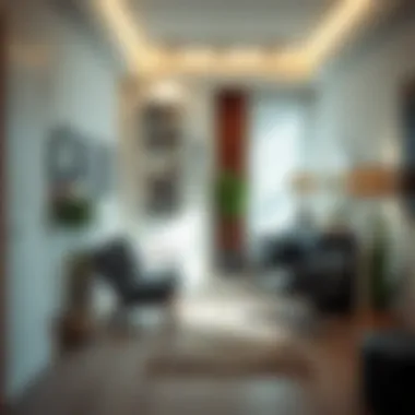 Functional layout of a small salon maximizing natural light