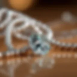 Close-up view of polished silver jewelry reflecting light