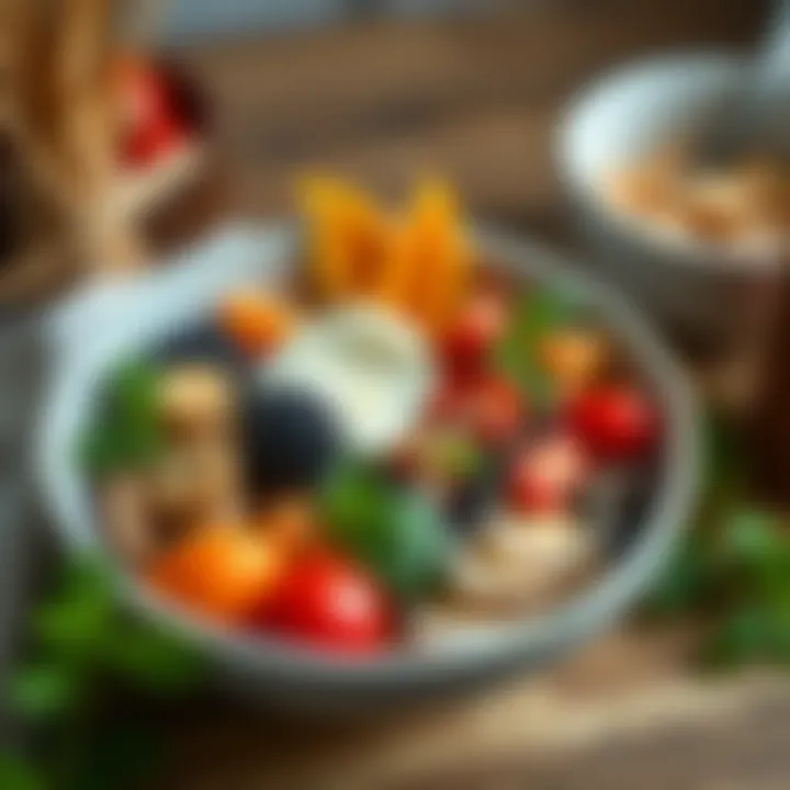 An artistic arrangement of nutrient-rich toppings on a bowl.