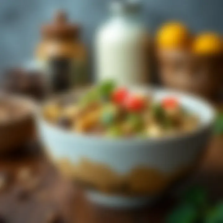 A close-up of nutritious toppings on a healthy bowl.