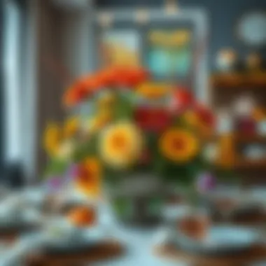 Colorful holiday centerpiece with seasonal flowers