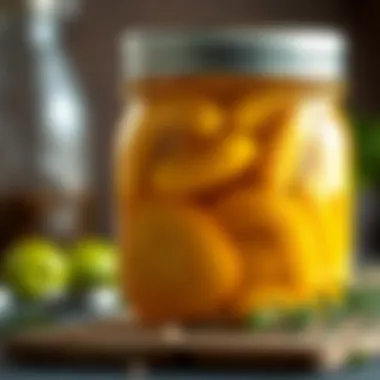 Homemade Pickling Brine A glass jar filled with homemade pickling brine