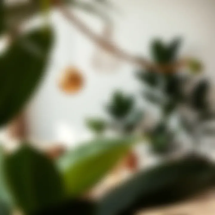 A stylish interior featuring large-leafed plants