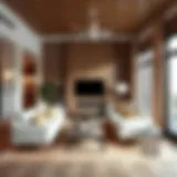 Modern living room featuring brown tones