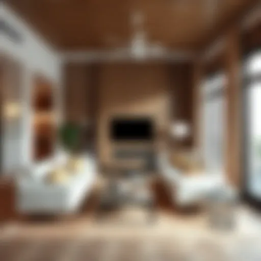 Modern living room featuring brown tones