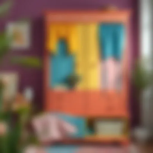 Creative Wardrobe Transformation A beautifully painted wardrobe showcasing vibrant colors and textures.