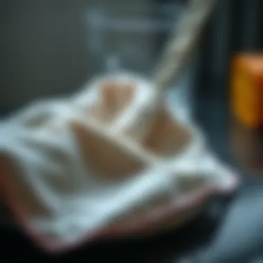 Close-up of a polishing cloth applied to silver