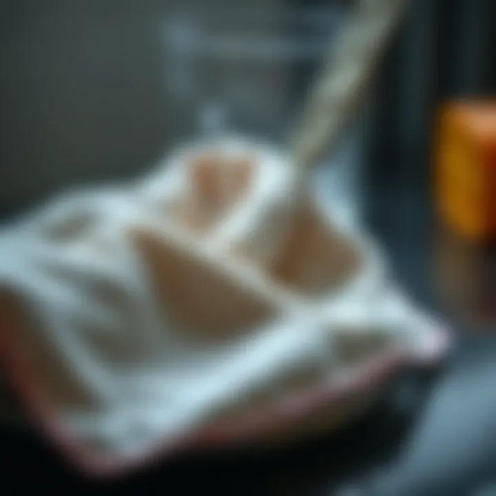 Close-up of a polishing cloth applied to silver