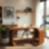 A beautifully crafted wooden desk showcasing innovative design.