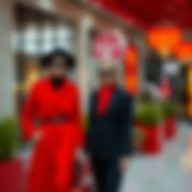 Fashion ensemble showcasing the perfect balance of red and black attire.