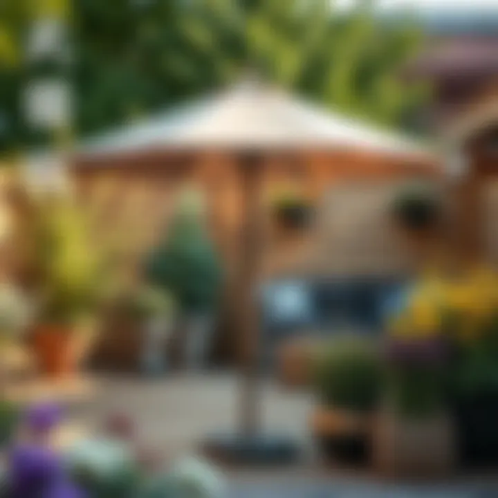 Creative DIY project using Koçtaş umbrella stand for garden decoration