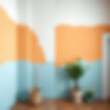 Before and after comparison of a painted wall