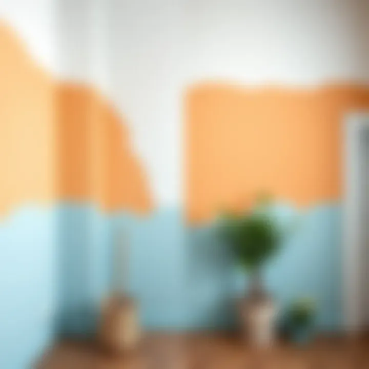 Before and after comparison of a painted wall