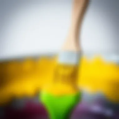 A close-up of a paintbrush dipped in color