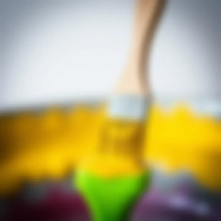 A close-up of a paintbrush dipped in color