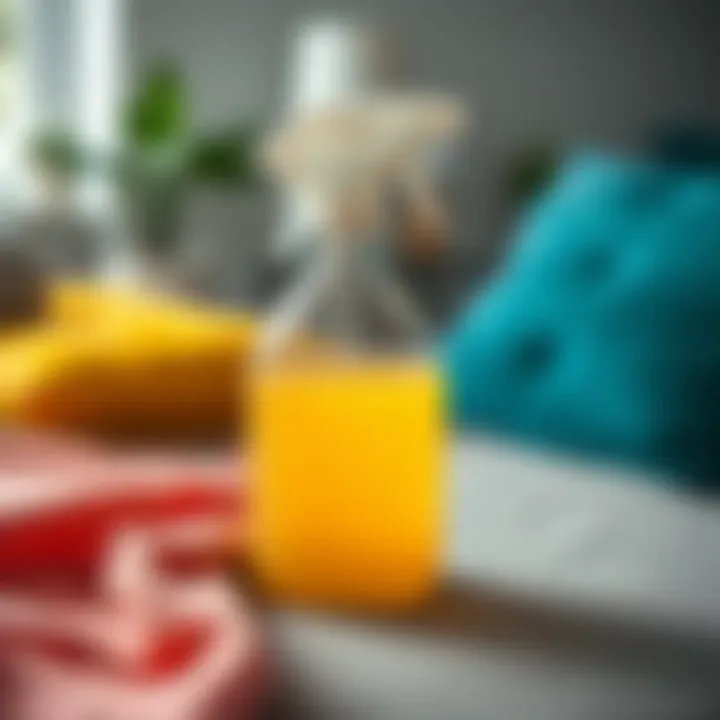 Close-up of a natural cleaning solution for upholstery care