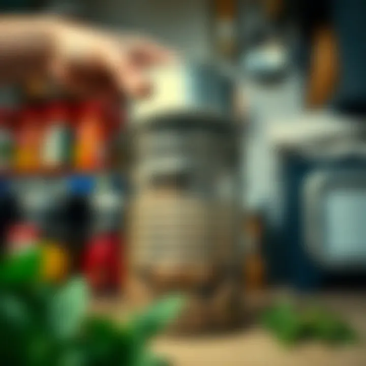 An illustration showing the technique of inverting canned goods safely