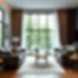 Elegant dark brown sofa set in a modern living room