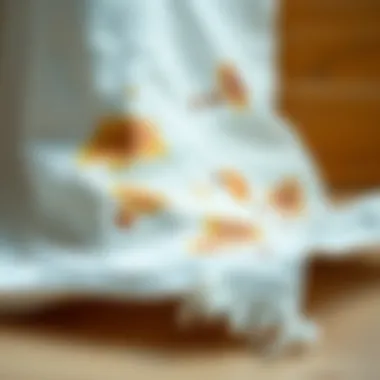 A fabric with various stains marked for targeted cleaning techniques