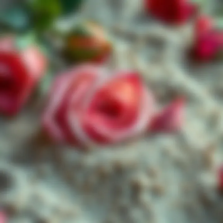 Close-up view of rose cuttings in sand