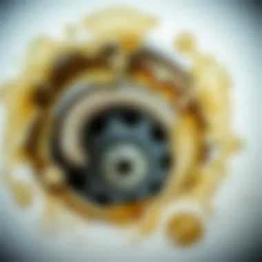 A close-up of a clogged drain