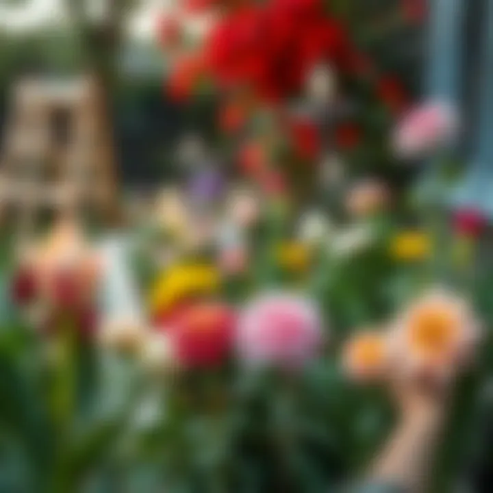 Lush Garden Setup Showcasing Seasonal Blooms Lush garden setup showcasing seasonal blooms