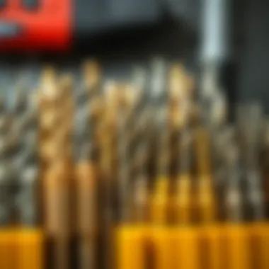 Various drill bits arranged neatly