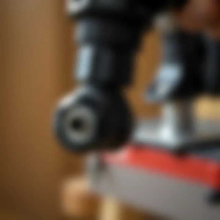 Close-up of a drill chuck being loosened