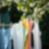 Freshly laundered clothes hanging outdoors