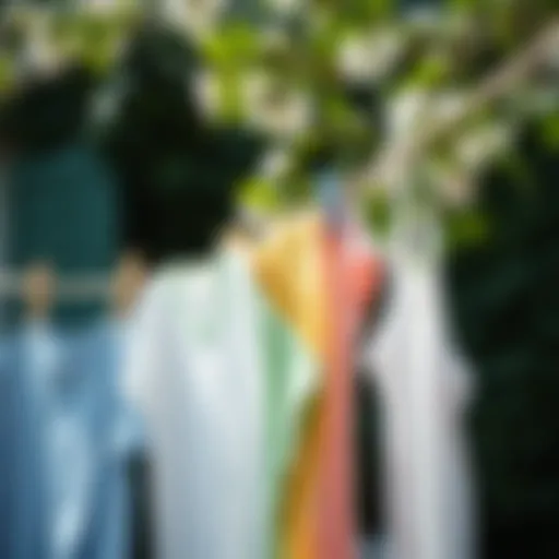 Freshly laundered clothes hanging outdoors