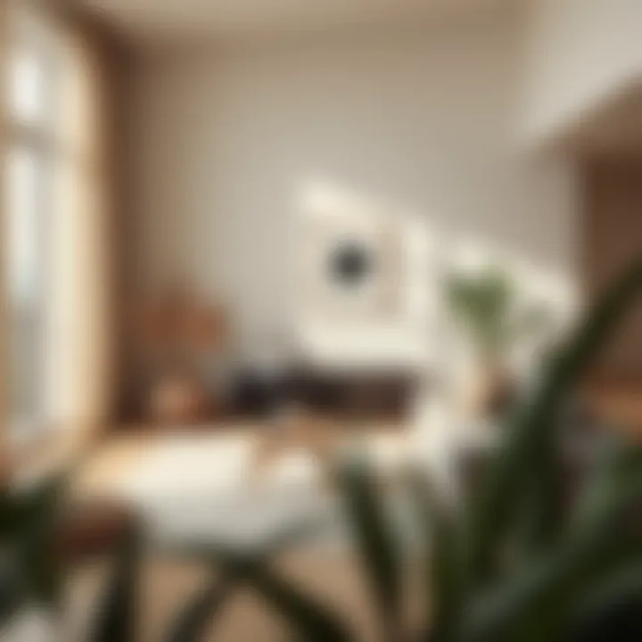 A serene minimalist living space with natural light
