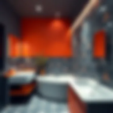 Contemporary Bathroom with Bold Colors Contemporary bathroom featuring bold colors and geometric patterns