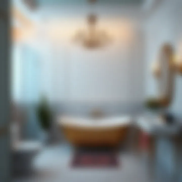 Luxurious Bathroom Space with Opulent Decor Luxurious bathroom space with elegant lighting and opulent decor