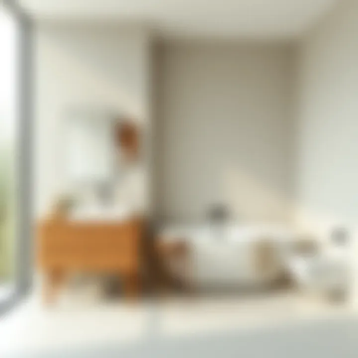 Minimalist Bathroom with Natural Materials Minimalist bathroom showcasing natural materials and simple lines