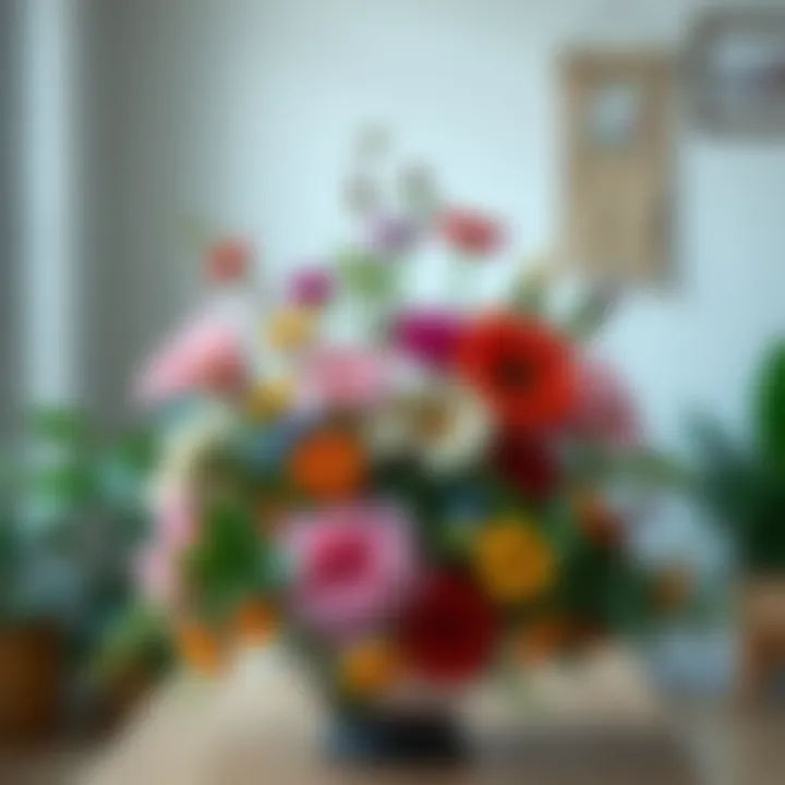 A vibrant flower arrangement showcasing DIY techniques